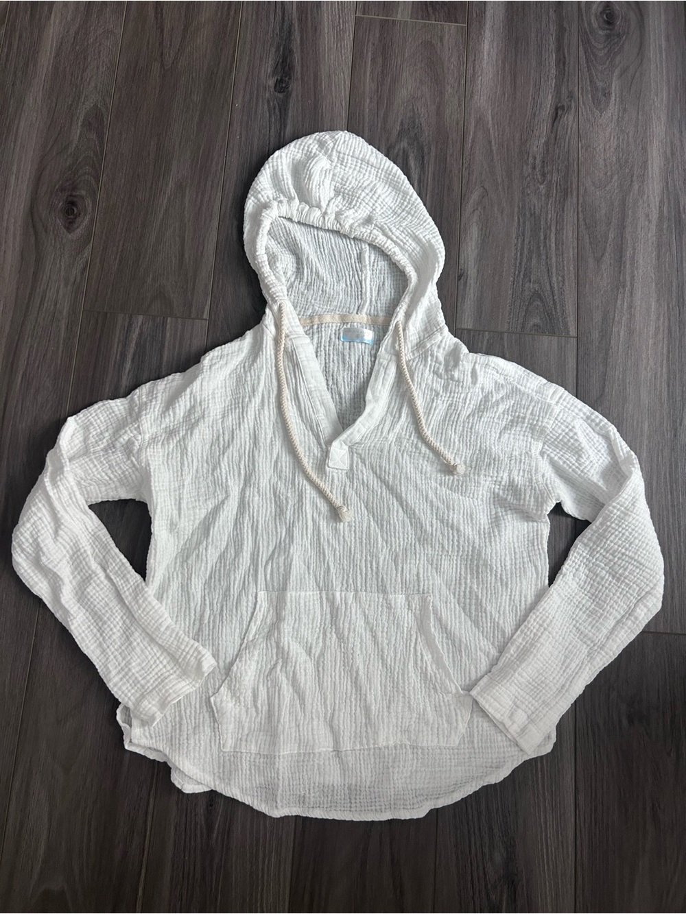 Altar’D State Lightweight White Hooded Gauze Pullover Top
